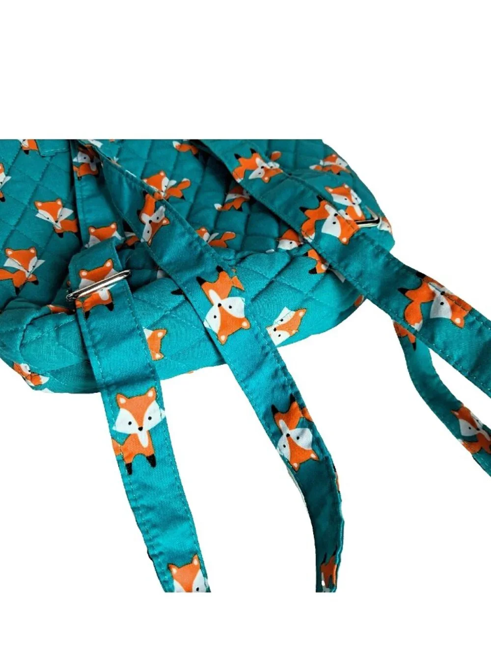 Fox Mini Lunch Bag Backpack Turquoise with Foxes - Fabric, Lightweight, Lined